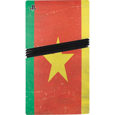 Cameroon Flag Distressed PS5 Pro Disk Console Skin
